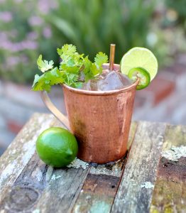 A Green Chile Mule cocktail made using Green Chile Vodka from St George Spirits